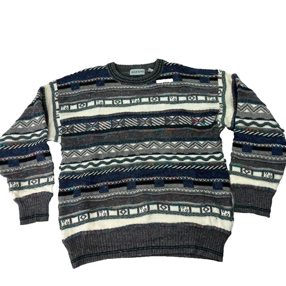 Alfani Sweater Mens S 3D Knit Textured Cosby Biggie 90s Hip Hop Coogi Style - Picture 1 of 12